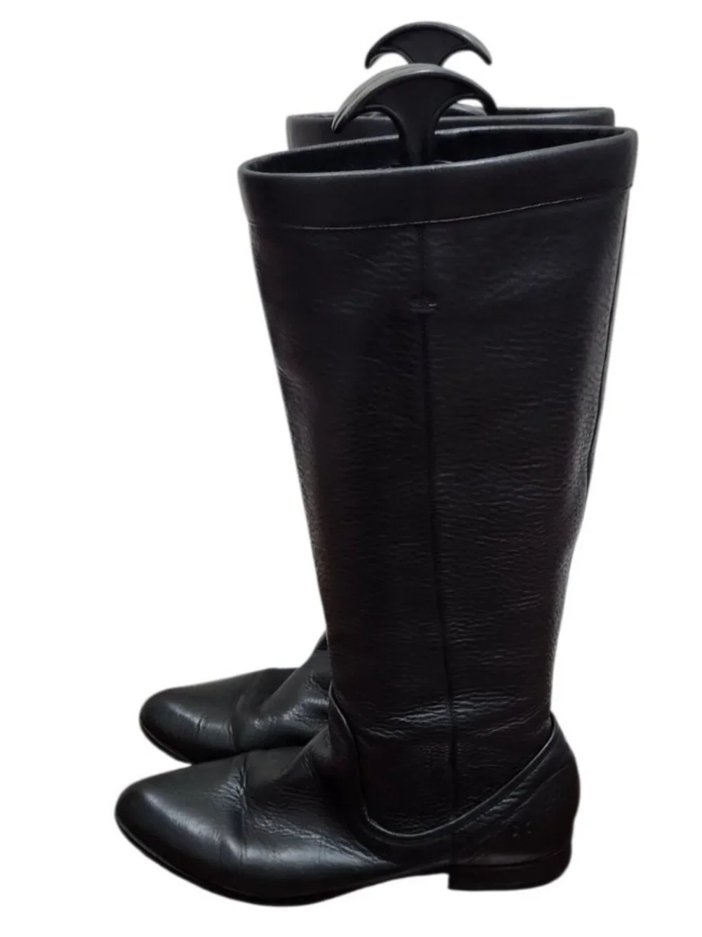Frye Cindy Slouch Tall Riding Boots Black Pebbled Leather Knee High Women’s 8.5 - Picture 7 of 15